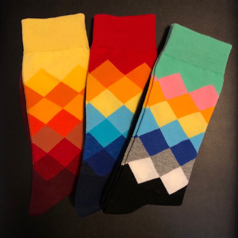 Multicolored Argyle Crew Socks (3 pairs) NWOT
